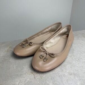 Sam Edelman Ballet Flats Beige Leather Bow Embellished Dress Shoes‎ size 6.5